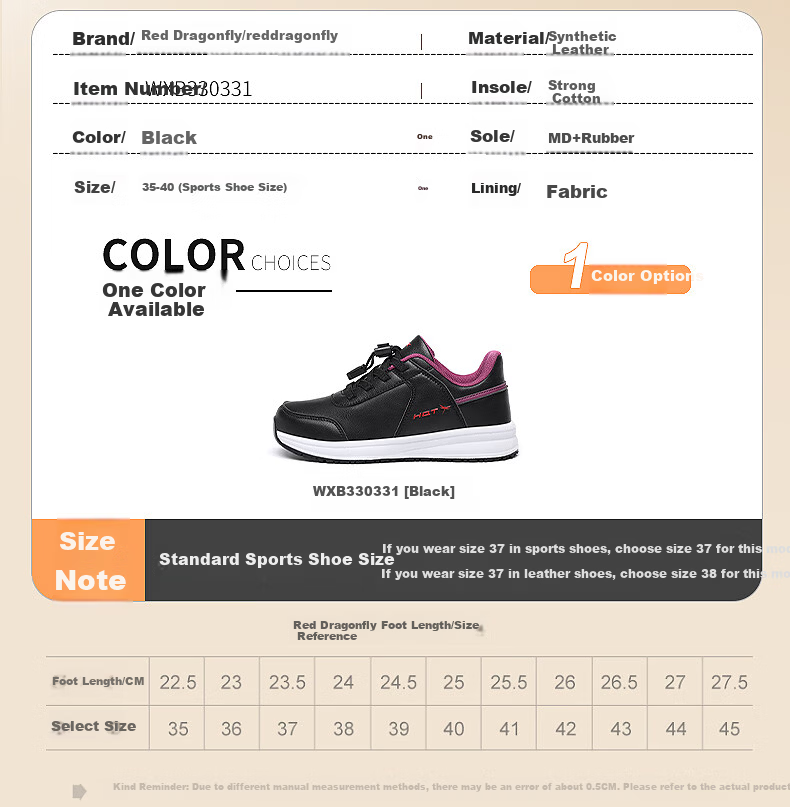 Red Dragonfly Brand Women's Middle-aged and Elderly Soft Sole Comfortable Mom Shoes Outdoor Walking Sports Casual Shoes WXB330331 6