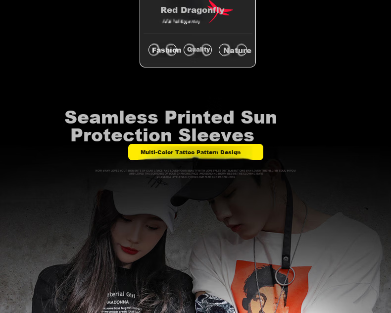 RED DRAGONFLY Tattoo Ice Sleeve Men's Floral Arm Sun Protection Ice Silk Arm Sleeve Summer Sunshade Cooling Sleeve Personalized Arm Guard 1