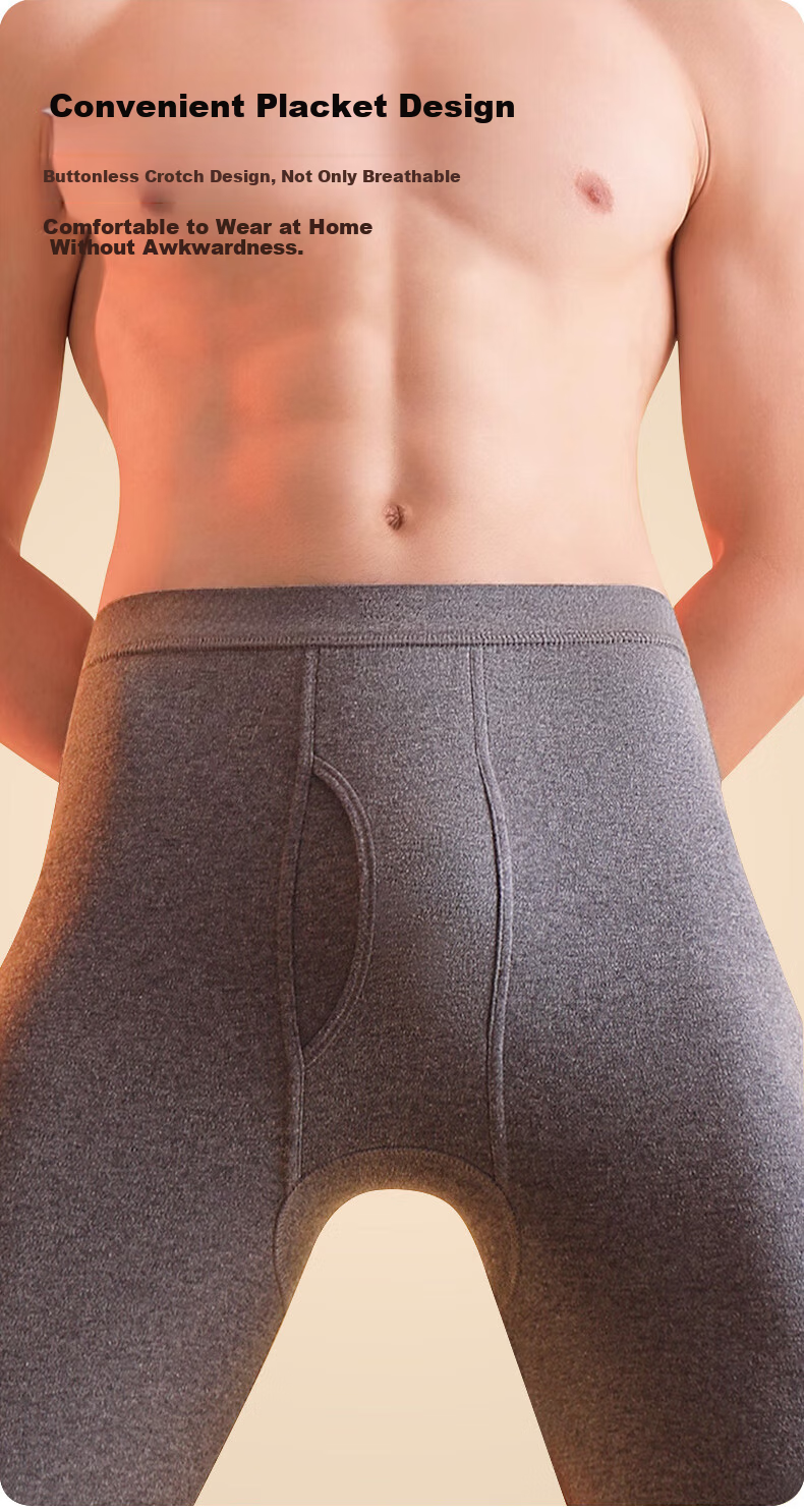 Yalu Men's 100% Cotton Antibacterial Thermal Underwear Set, Plus Size, Autumn Winter Cotton Long Johns 13