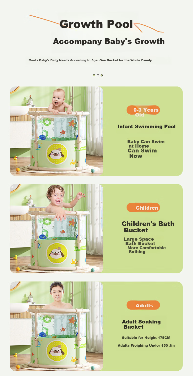 Sodi Children's Day Baby Swimming Tub Foldable Bath Bucket Home Use Newborn 0-3 Years Gift 8