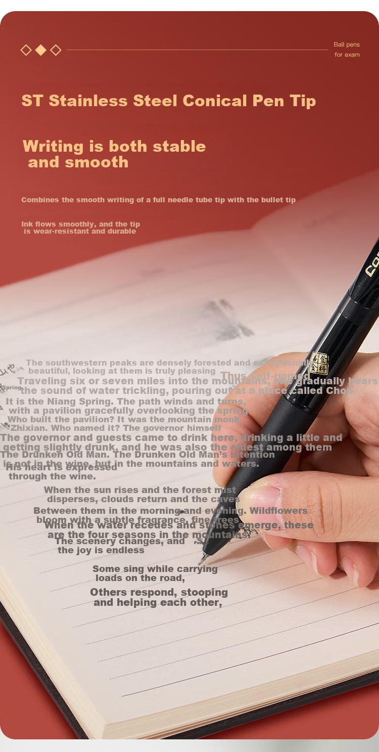 Comix Quick-Dry Click Pen ST 0.5mm Tip Student Exam Gel Pen Black 3-Pack EB29【Xideng Jinke】 6