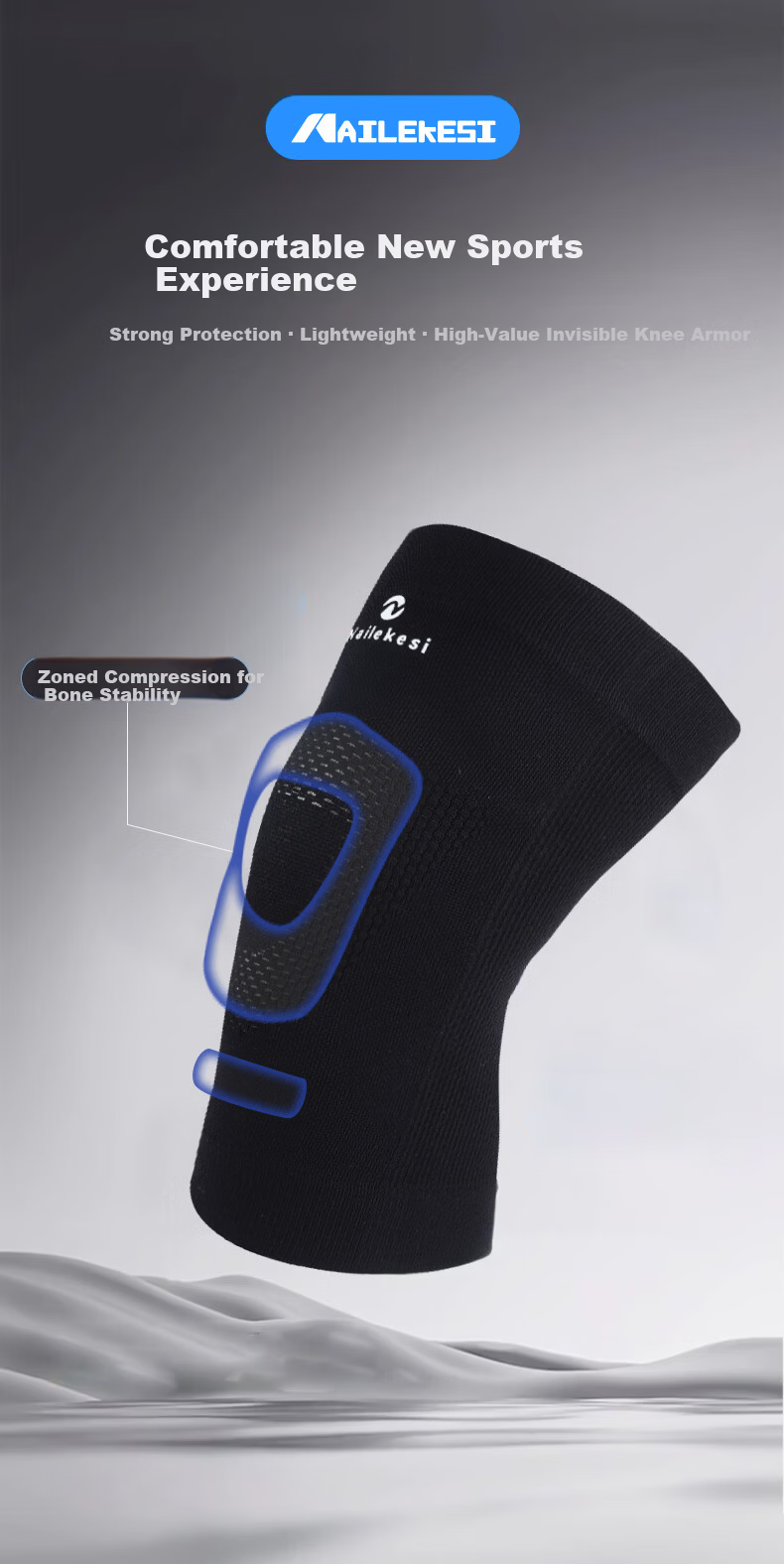 NAILEKESI Knee Brace, Professional Sports Protection, Thin Summer Style, for Meniscus Injury Prevention, Badminton And Running, Specially Designed for Men's Knees 3