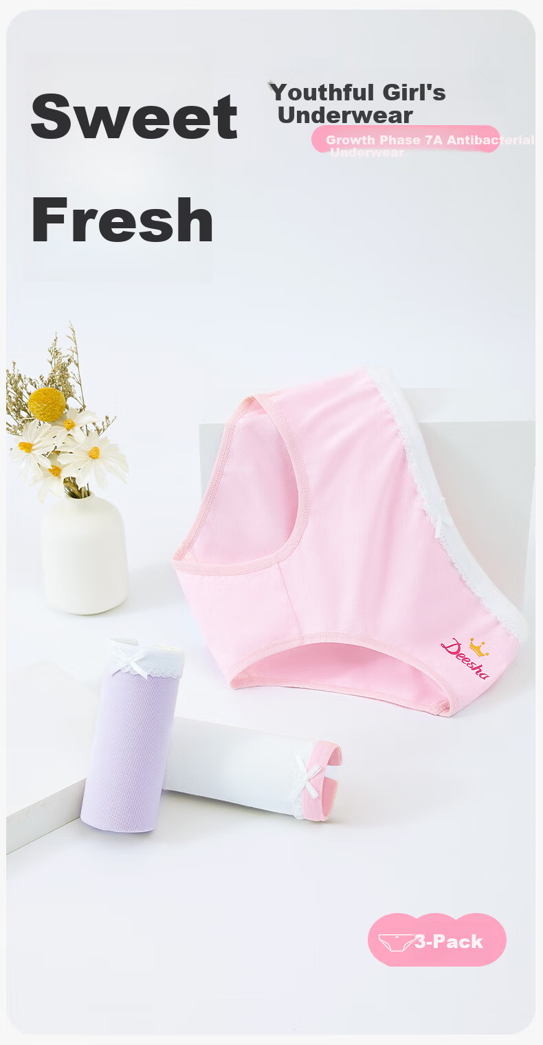 DEESHA [7a Antibacterial] Girls' Children's Briefs Youth Teen Triangle Shorts 2
