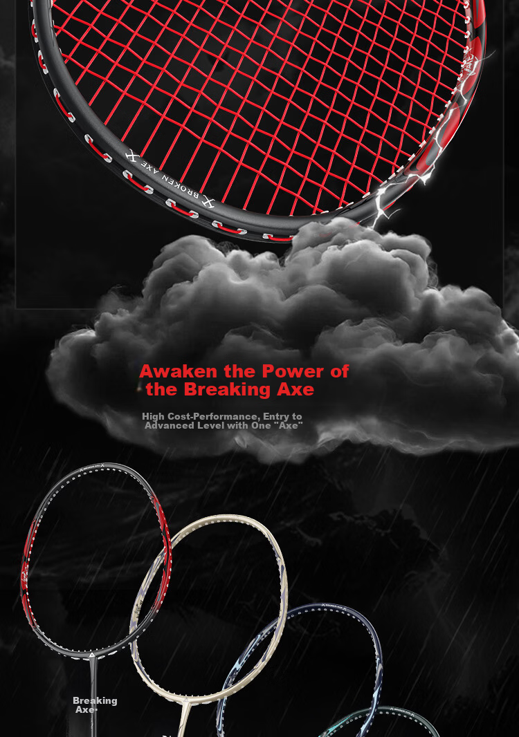 PEAK Carbon Fiber Badminton Racket Offensive 4U Ultra-Light High-Performance Adult Student Competition Training Single Racket Gray Red 11