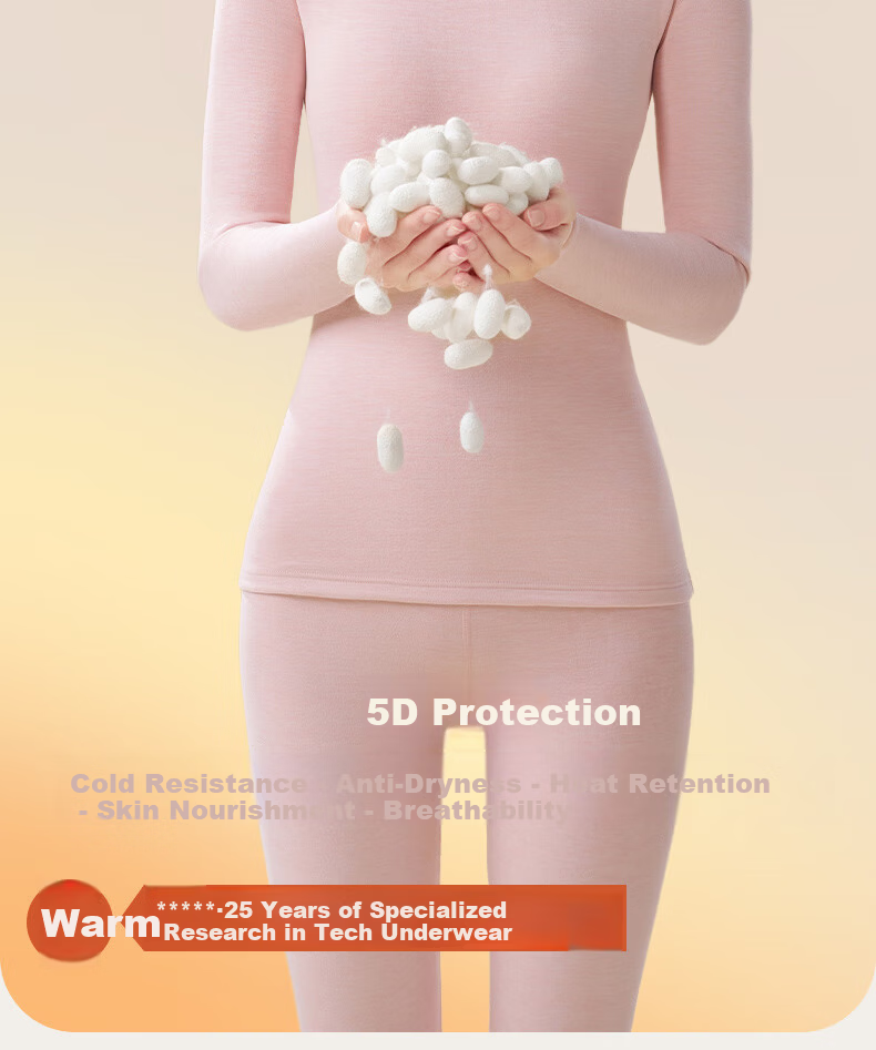 MiiOW Thermal Cashmere Silk Underwear Set Autumn Winter Thickened High Neck High Waist 2025 New Style 1