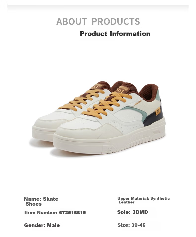 361° Men's Sports Shoes Spring Summer New Retro Leather Basic White Casual Sneakers 672616619-5 82