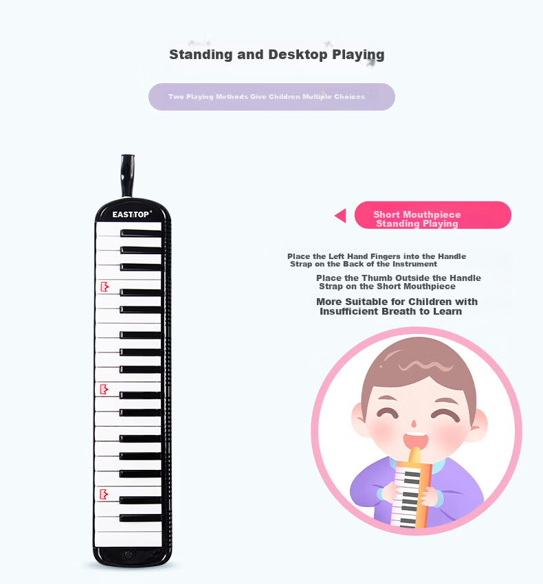 EAST TOP 32-Key Melodica T32 for Children Beginners, Elementary School Students' Introduction to Classroom Performance, Wind Instrument, Black 8