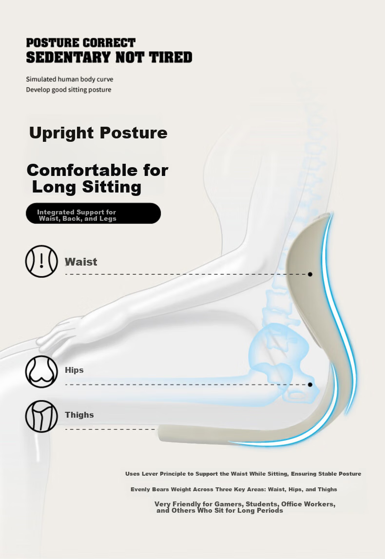 Gusi Lumbar Support Seat Cushion Integrated Backrest Ergonomic Breathable Chair Pad for Long Sitting Comfort 11