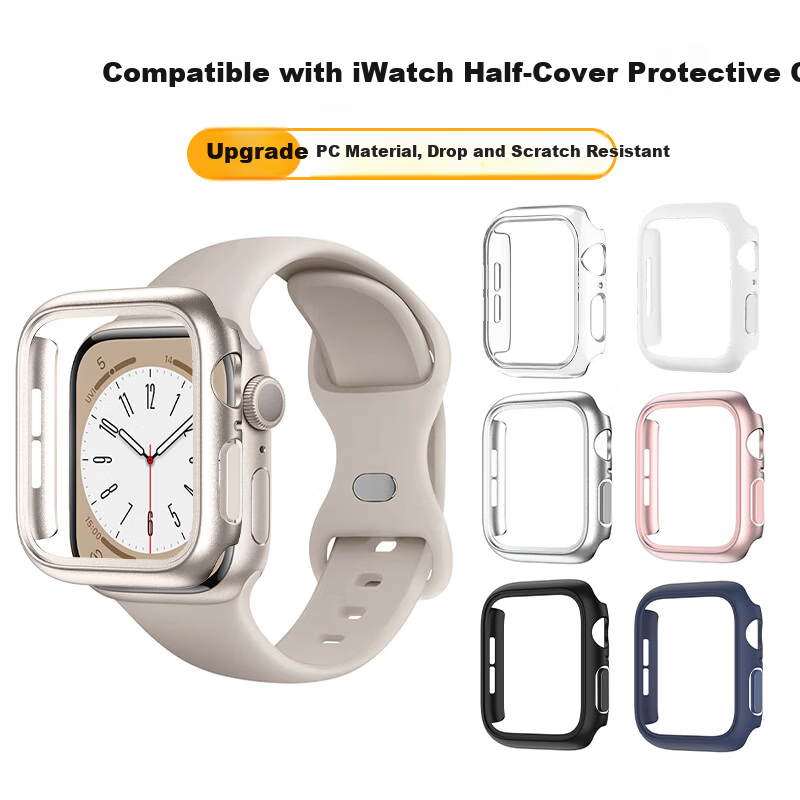 Iboann Transparent Bumper Hard Case Protective Cover for Apple Watch Series 11/10 42mm, Shockproof Hollow Frame Half-Wrap Shell