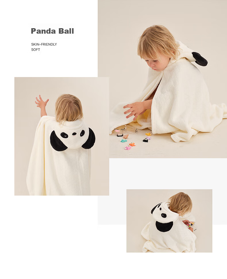 BABYGREAT Baby Hooded Bath Towel Children's Bath Cape Newborn Hooded Swaddle Coral Fleece Absorbent Quick-Dry 14