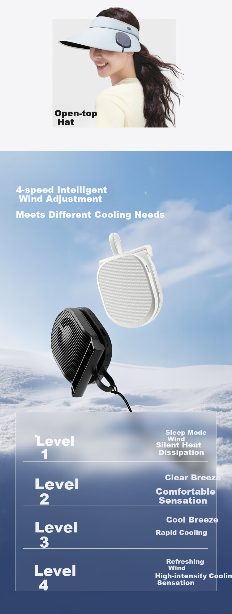 Beneunder Mini Clip-on Brim Fan Outdoor Ultra-light Cooling Summer Portable Rechargeable Small Fan EE007 9