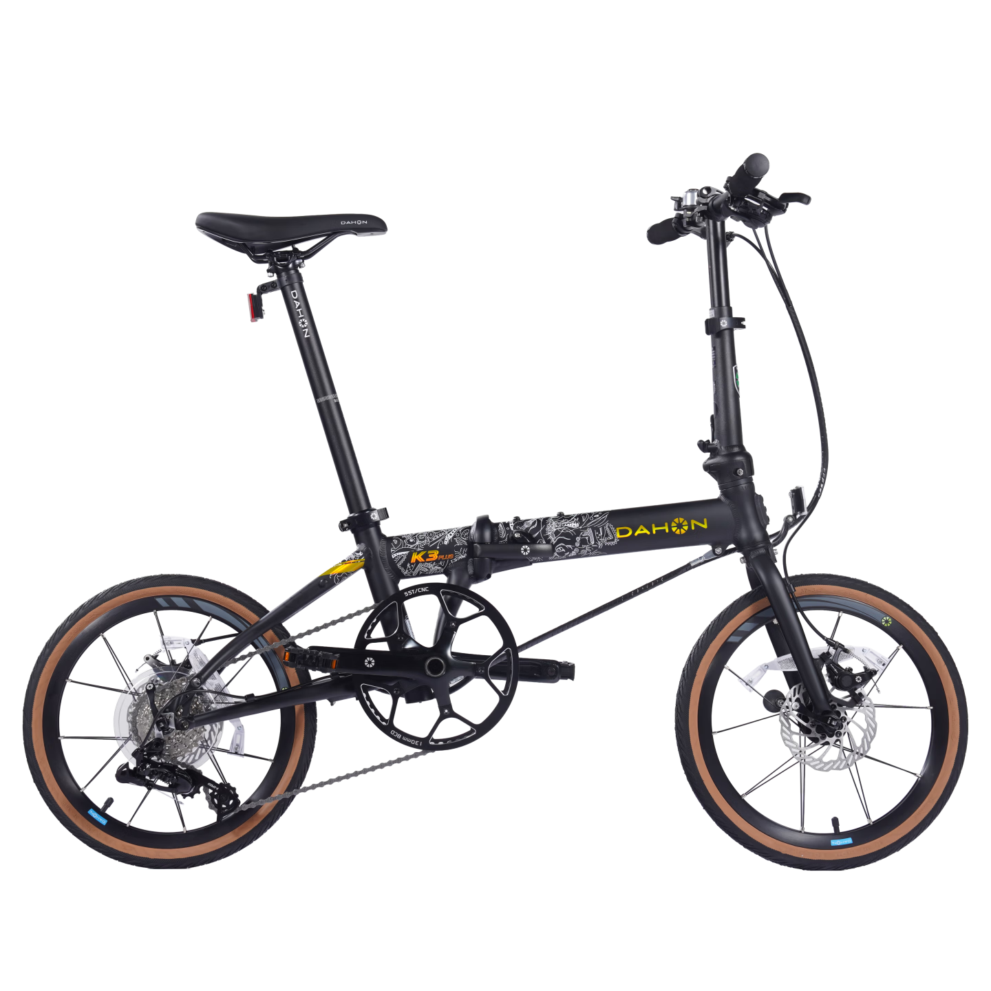 Dahon 16-inch 9-Speed Disc Brake K3PLUS Unisex Sports Bike KAA693 Matte Black [349 Wheelset]