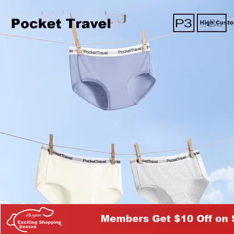 Pocket Travel Disposable Underwear for Teenagers, Cotton Boys and Girls, Women's Youth, 5-Pack, Size M (70-100 lbs)