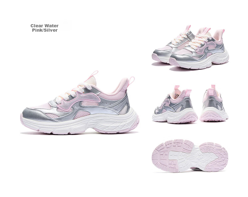 361° Kids Sports Shoes 2026 Summer Girls Lightweight Breathable Casual Dad Sneakers Pink Size 37 30