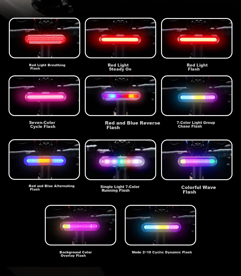 Captain Tas Bicycle Riding Tail Light Smart Remote Colorful Turn Signal Mountain Road Night Riding High Brightness Warning Light Cycling Equipment 3