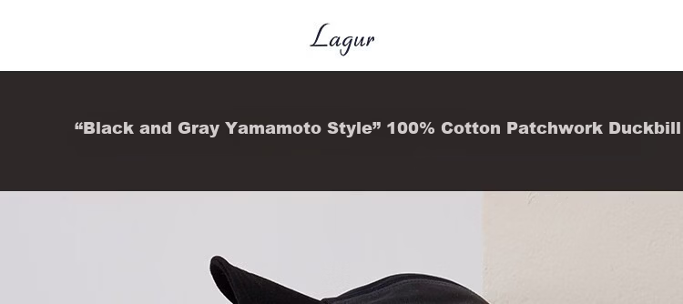 Lagur Couple Edition "Black Gray Yamamoto Style" 100% Cotton Duckbill Baseball Cap Sun Hat Face Slimming Firebrick Red 1