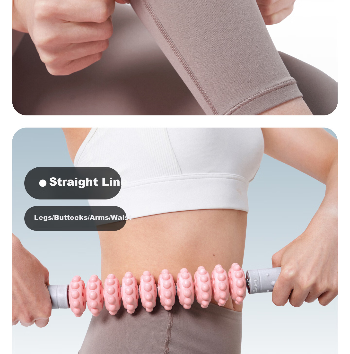 Keep Wolf Tooth Massage Roller, Calf Muscle Fascia Relaxation Deep Traction Full Body Massager, Pink 10