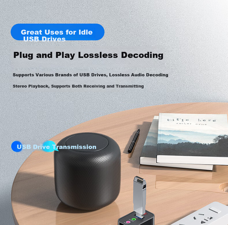 BIAZE Bluetooth Receiver 6.0 Adapter to USB Drive Speaker AUX for Vintage Amplifier Headphones Lossless Wireless Transmitter for Desktop Laptop TV Audio Module 9