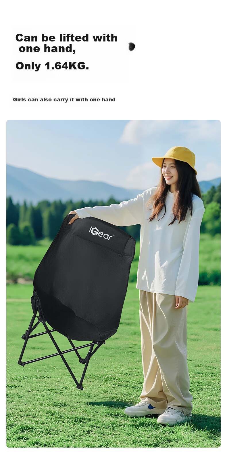 IGear Outdoor Folding Chair Kermit High Back Moon Camping Chair Recliner Beach Chair Seal Portable Folding Stool 6