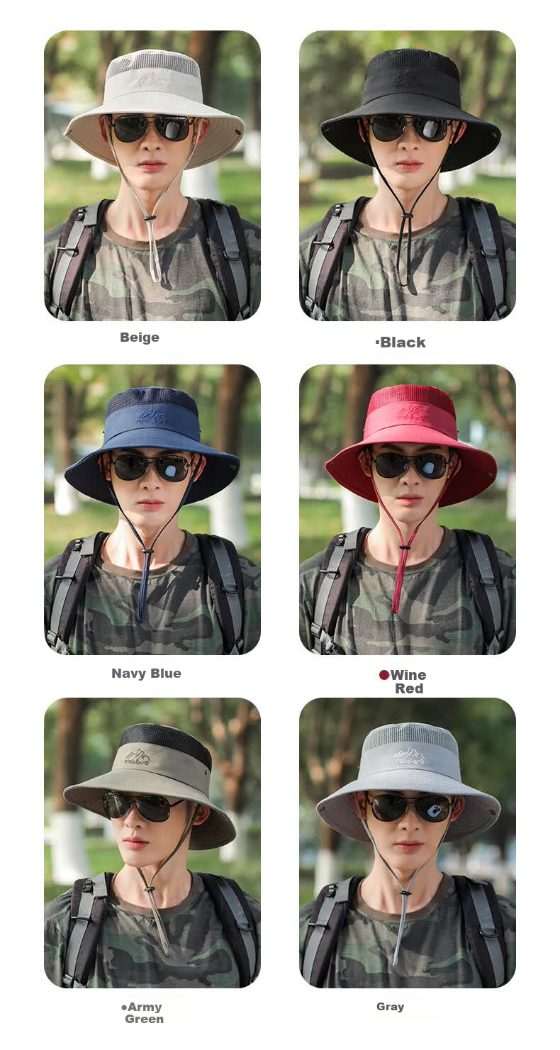 XUEXIMAN Men's Outdoor Fisherman Hat Foldable Sun Hat Fishing Cap for Men 8