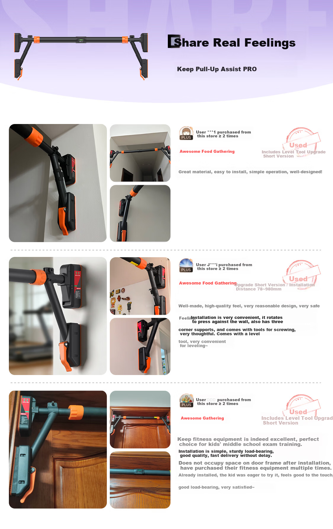 Keep Adjustable Doorway Pull-Up Bar Home Indoor No-Drill Chin-Up Bar Pro Medium Model 2