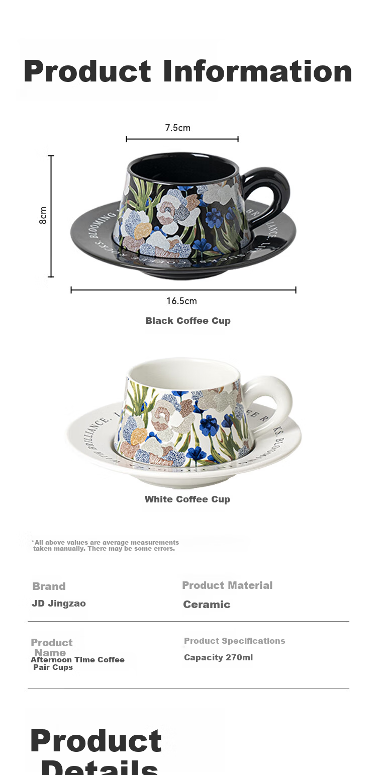 JD Jingzao Coffee Cup Set Rococo Strawberry Coffee Cup 270ML Gift Box Breakfast Red Tea Milk Cup 6
