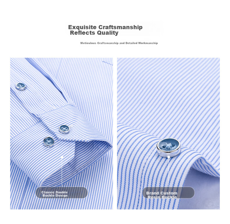FIRS Fleece-Lined Thickened Warm Shirt Men Winter New Casual Business Thick Shirt Blue Striped 40 4