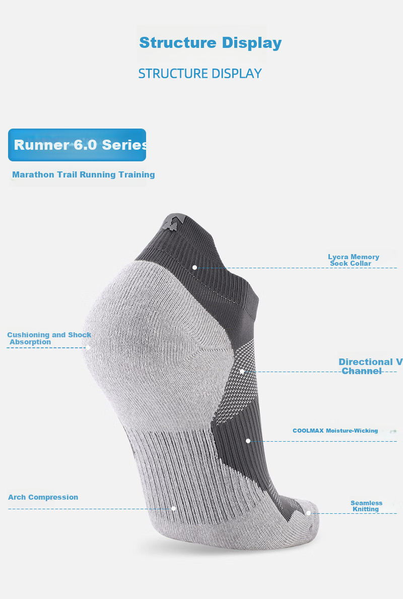 ALPINT MOUNTAIN CoolMax Professional Marathon Running Socks Moisture-Wicking Outdoor Sports Socks Trail Running Men 4