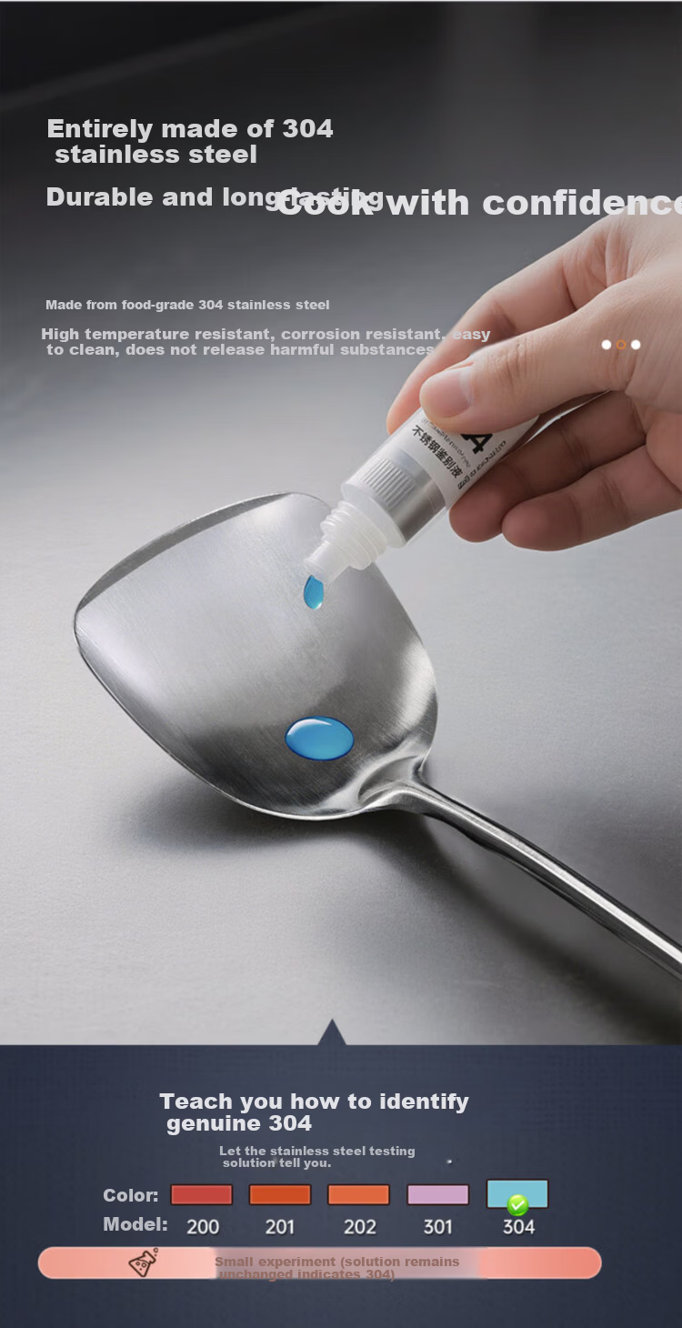 ASD 304 Stainless Steel Spatula with Vacuum Handle for Home Cooking, Non-Coated Stainless Steel Wok Spatula 2
