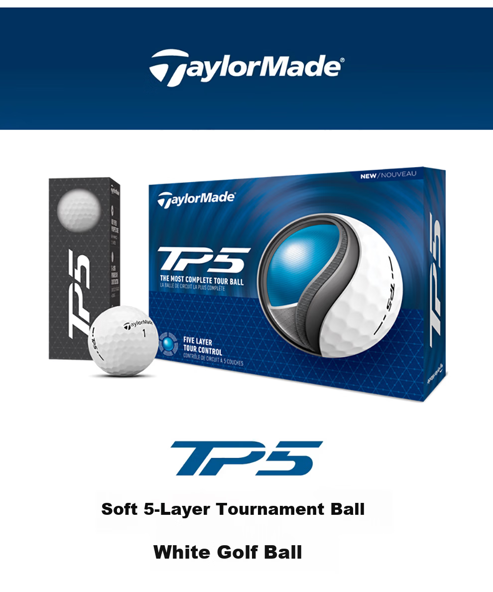 Taylormade TP5 3.0 Golf Balls 5-Layer Practice and Tour Professional White 12-Pack 9