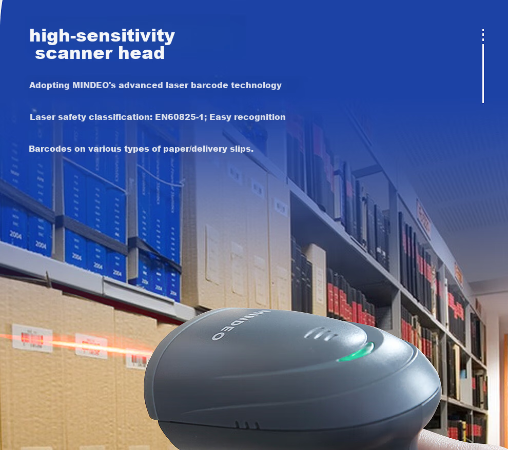 MINDEO MD2000 1D Laser Barcode Scanner Reader 4