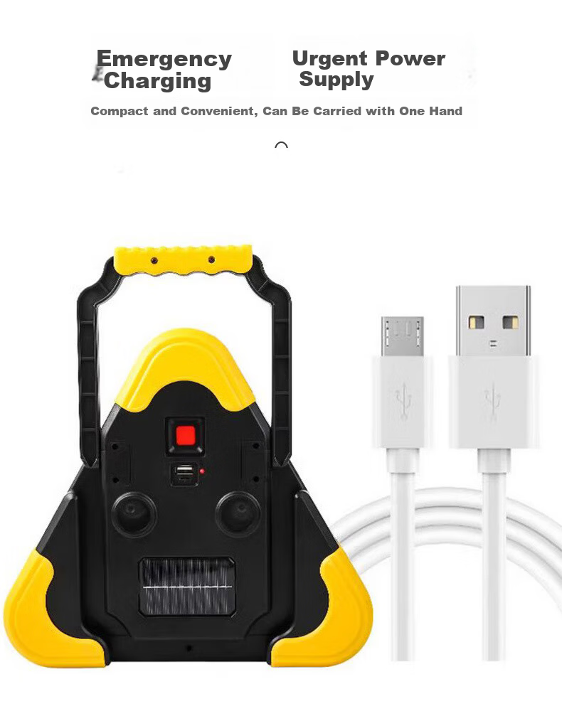 40,000km LED Triangular Warning Light Multifunctional Car Parking Emergency Tripod Safety Warning Sign Solar Charging 10
