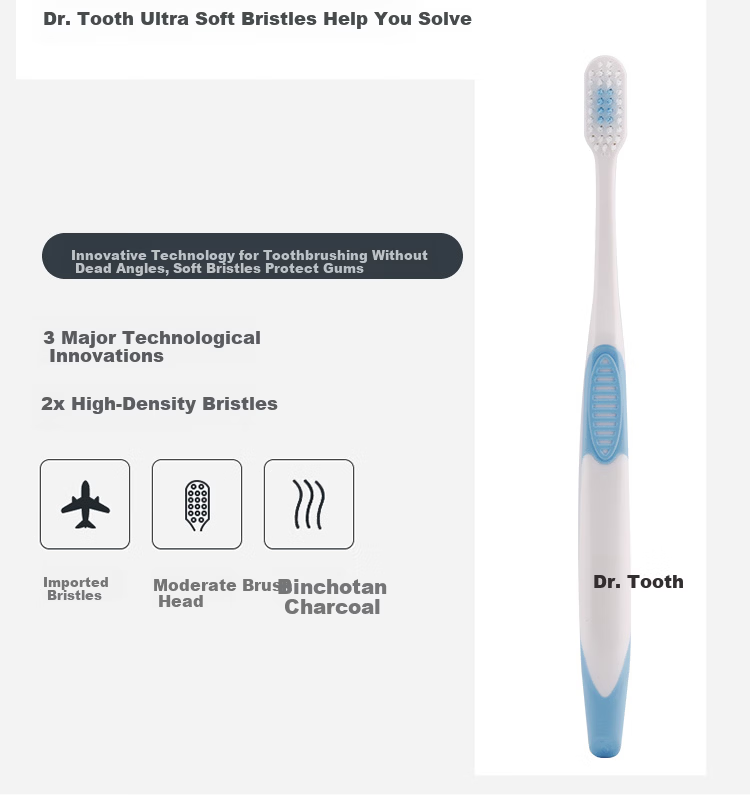 Dr. Tooth Soft Bristle Adult Toothbrush, Dense Deep Cleaning, Gum Care, 2 Packs of 2 Brushes 4