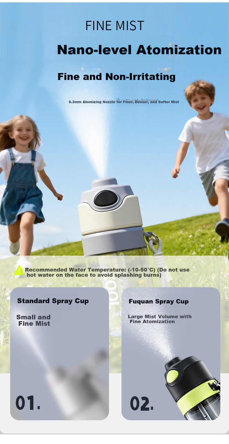 Fuquan Spray Water Bottle Children's Middle School Student School Special Sports Water Bottle Summer with Scale Straw Spray Cup 5