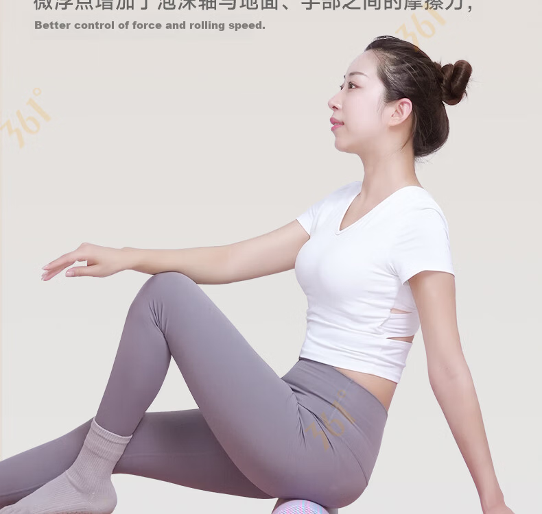 361° Solid Wolf Tooth Foam Roller Floating Point Muscle Relaxation Professional Roller Leg Massage Yoga Fitness 8