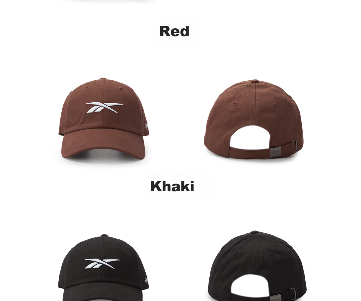 Reebok Embroidered 3D Cap Summer Running Sunshade Breathable Unisex Sports Sun Hat Red 17