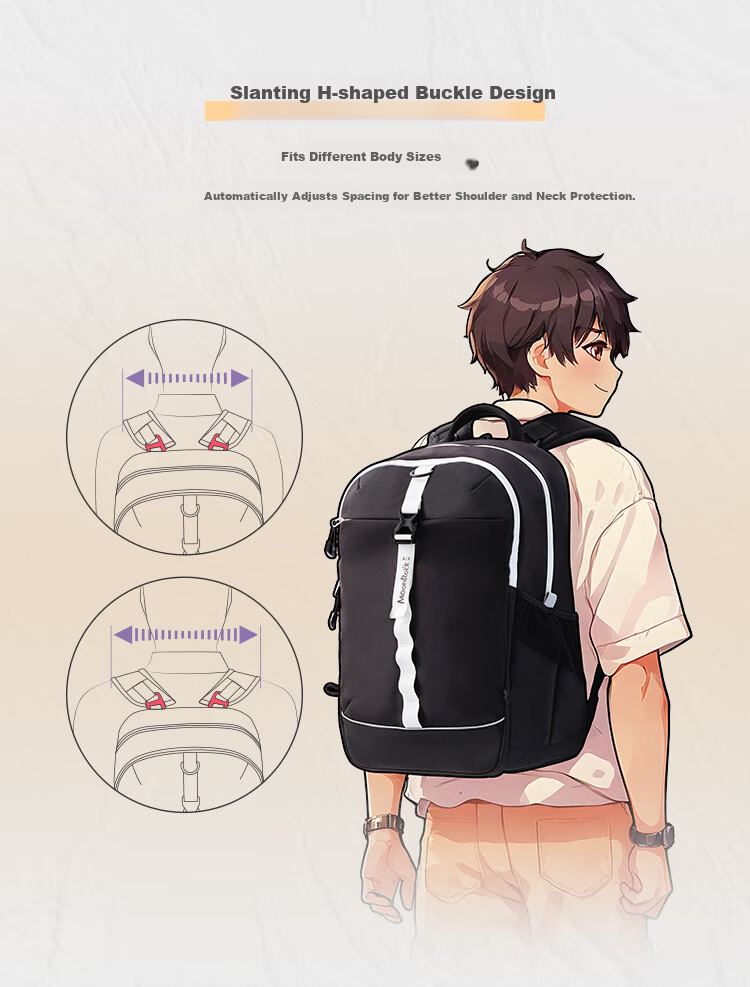 MoonRock 2025 New Air Student Backpack Large Capacity Spine Protection School Bag for Grades 5-9 Black 13