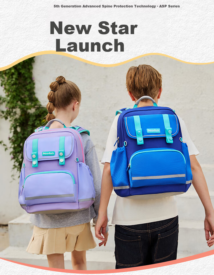 MoonRock PCT Flagship Model Primary School Children's Backpack Large Capacity Bag for Grades 3-6 Poseidon Blue 2