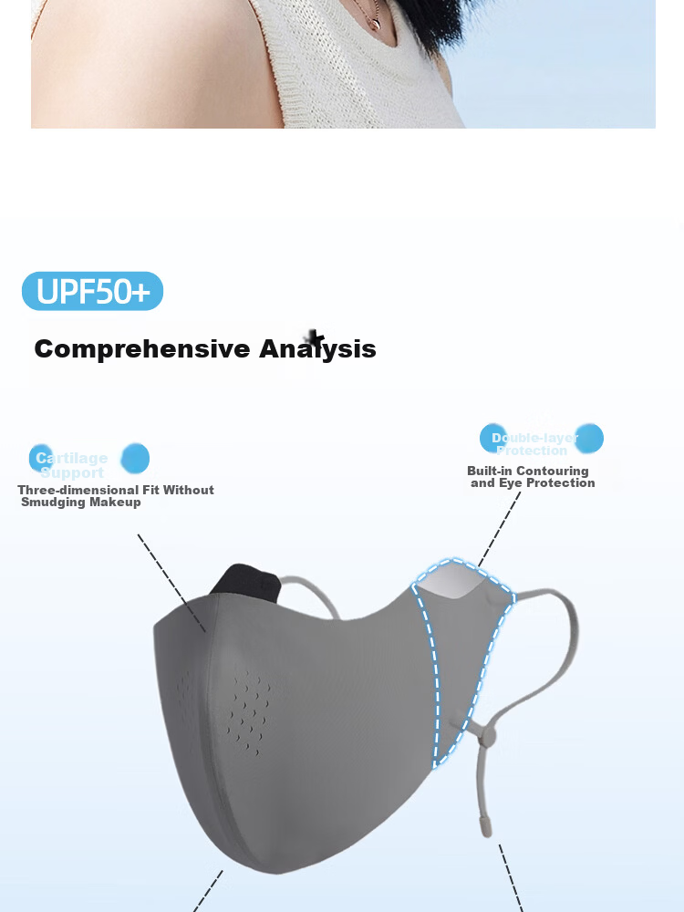 EFZ Ice Silk Sun Protection Mask for Women Summer UV Protection Breathable 3D Eye-Covering Full Face Sun Shield for Cycling 6