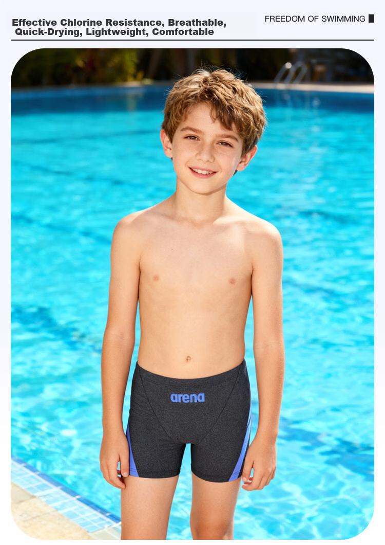 Arena Kids Boys Competitive Square Leg Swim Trunks High Elasticity Comfortable Training Swimwear for Youth and Teens 1