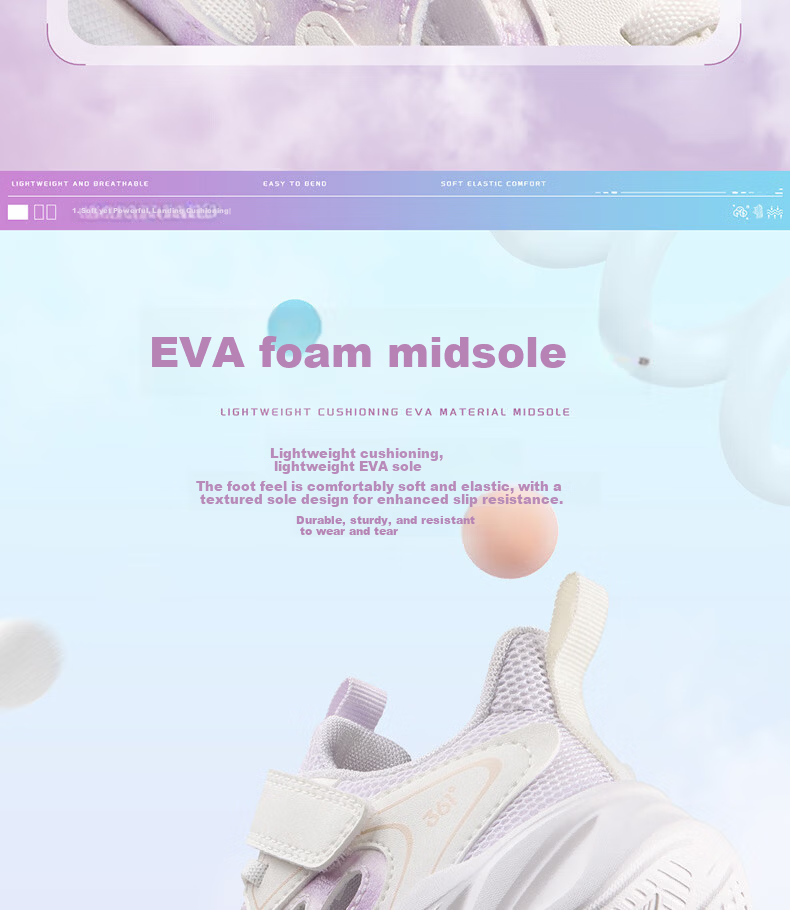 361° Kids Sports Shoes Summer 26 Boys Girls Lightweight Breathable School Running Shoes White Size 39 20
