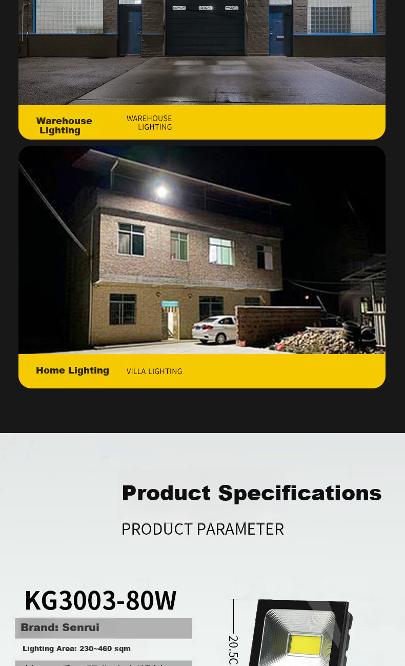 Thermarest LED Floodlight Outdoor Lighting Super Bright Spotlight Worksite Stadium Portable Wired 220V Plug-in Work Light 14