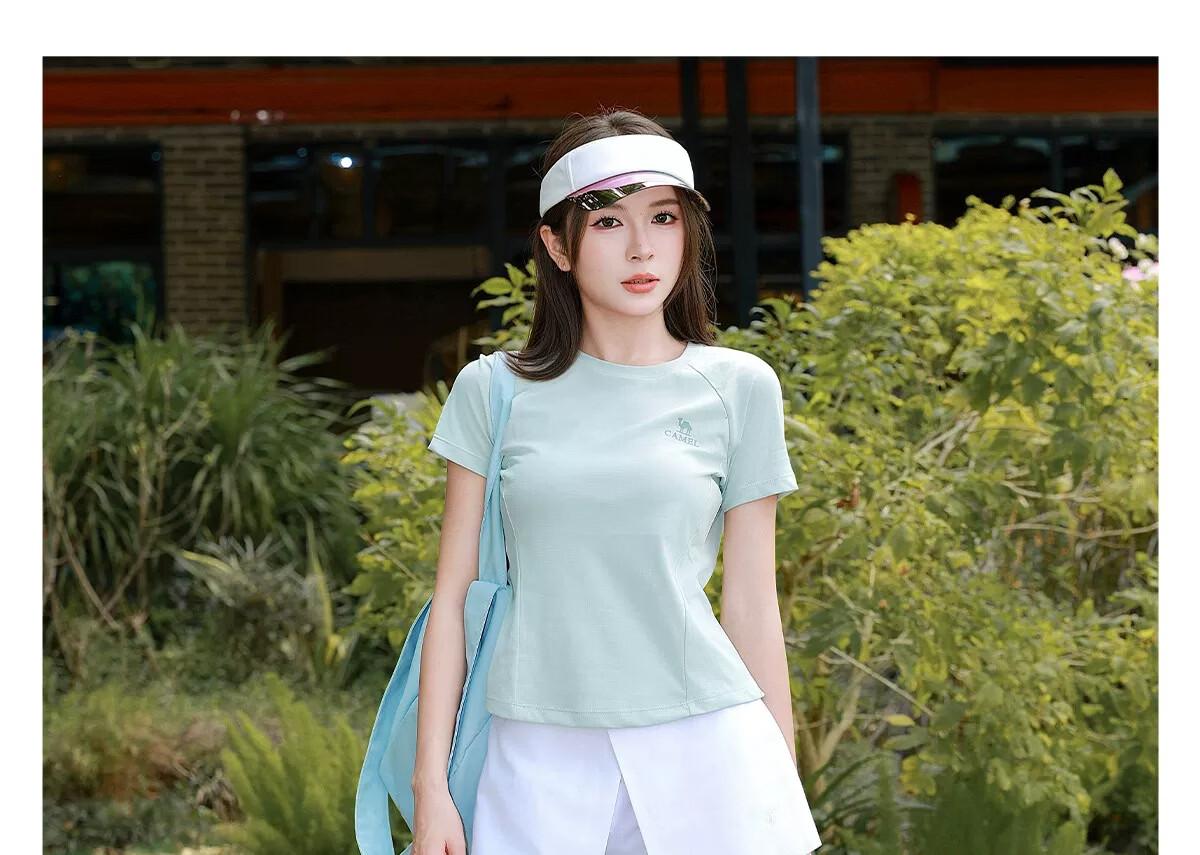 CAMEL [Toray Fabric] Outdoor Quick-Dry T-Shirt Women 2026 Spring Summer Short Sleeve Stretch Breathable Sweat-Absorbing Sports Top Men 8090 5