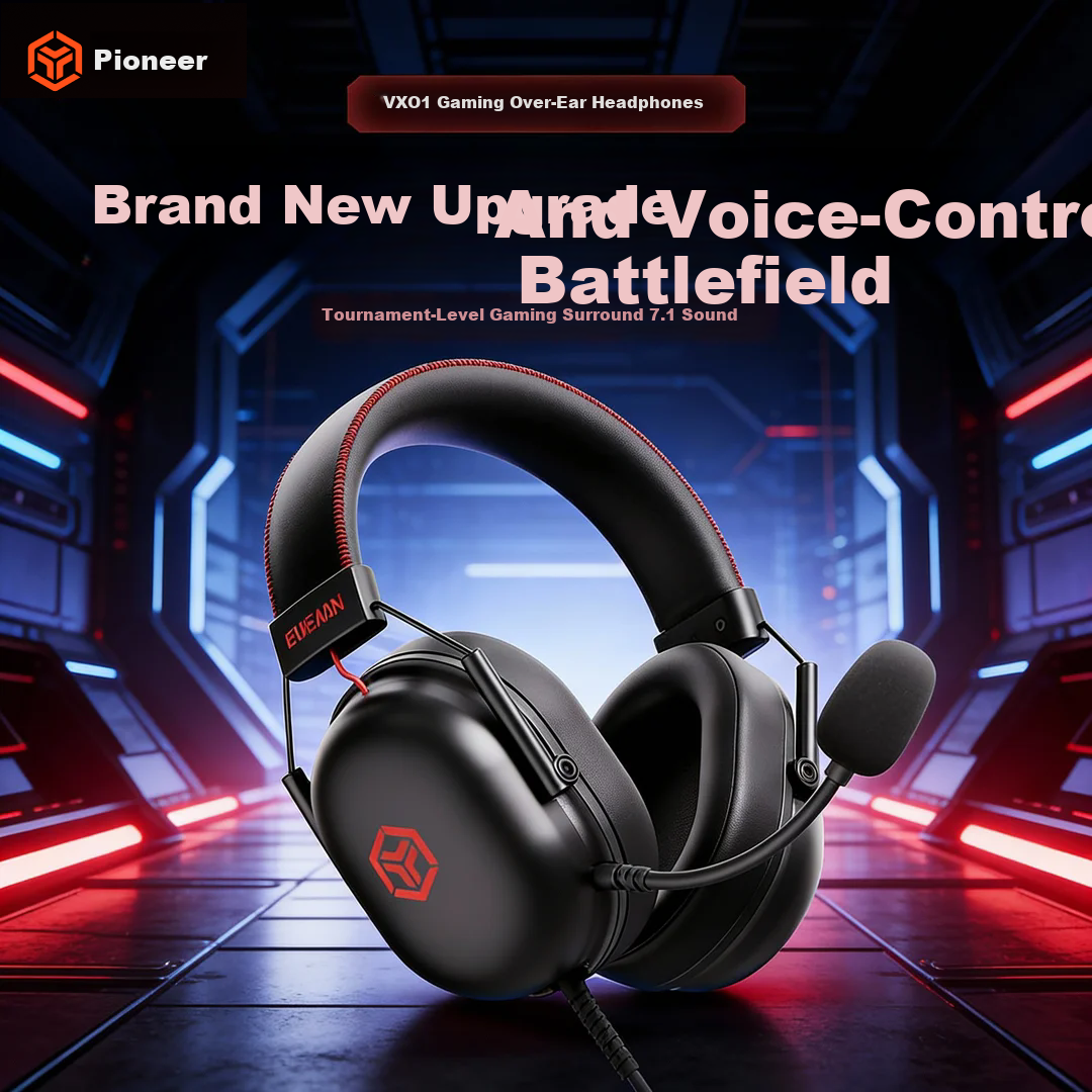 EWEADN VX01 Wired Over-Ear Gaming Headset 7.1 Surround Sound PC Esports Headphones for FPS Valorant Delta