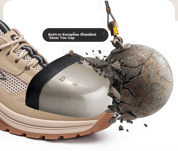 Jingtu Men's Summer Breathable Steel Toe Safety Work Shoes Anti-Smash Anti-Puncture Comfortable Durable 5039FBK Size 43 6