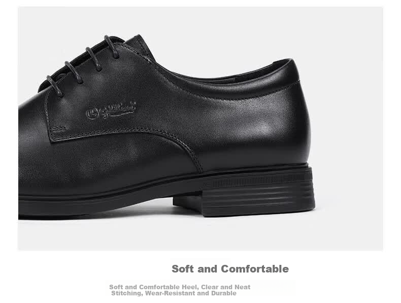 Goldlion First Layer Cowhide Men's Lace-up Pure Color Casual Business Formal Leather Shoes Black Size 40 8