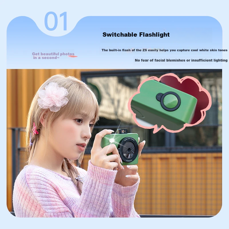 HPRT Z5 Instant Camera All-in-One Photo Printer Mini Portable Photo Printer Gift for Best Friends and Girlfriends (Green)