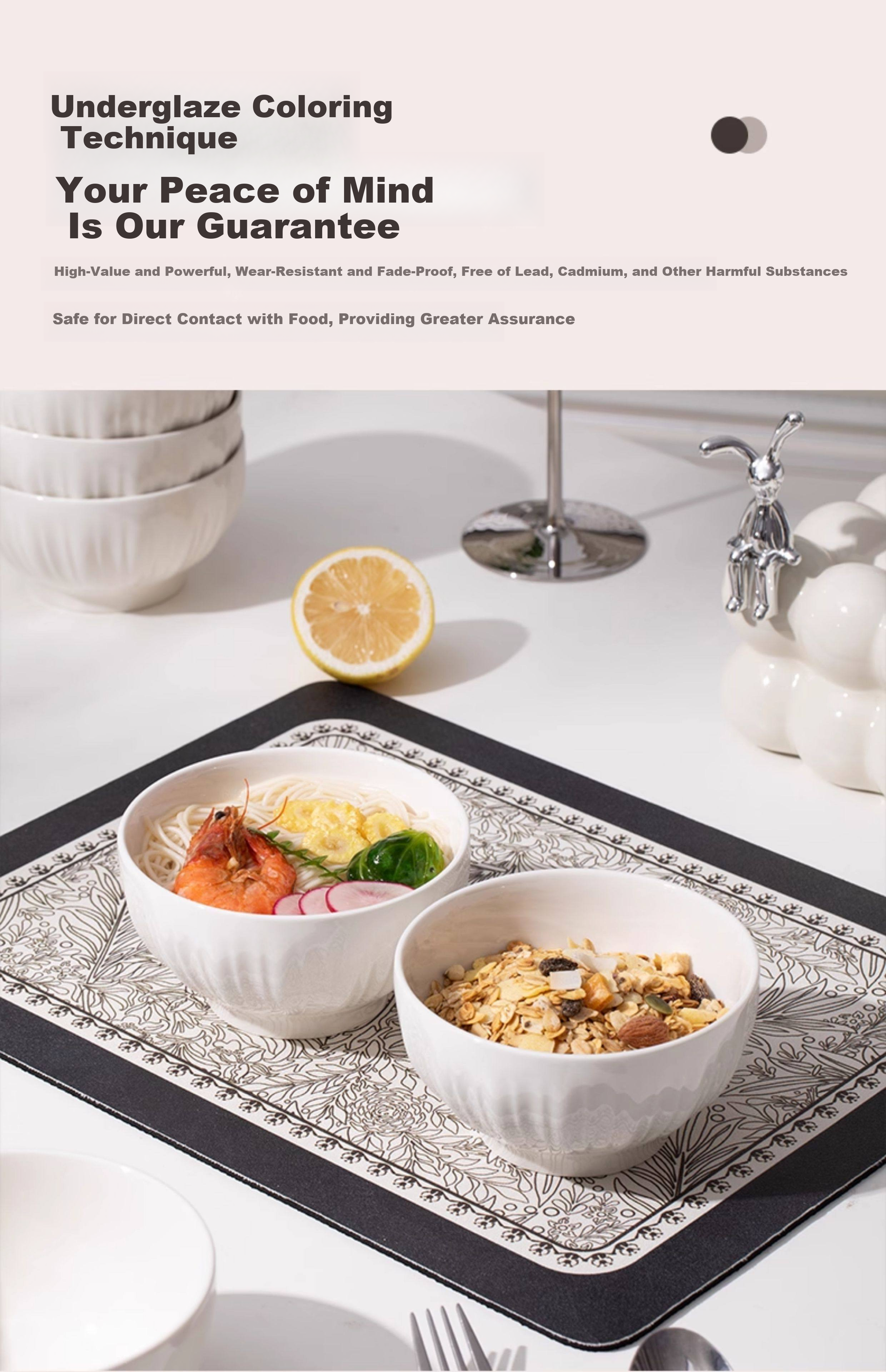 Jieyajie Ceramic Pure White Bowl Set 4.5 Inch Luxury Home Tableware 10-Piece Shengshi Pure White 10