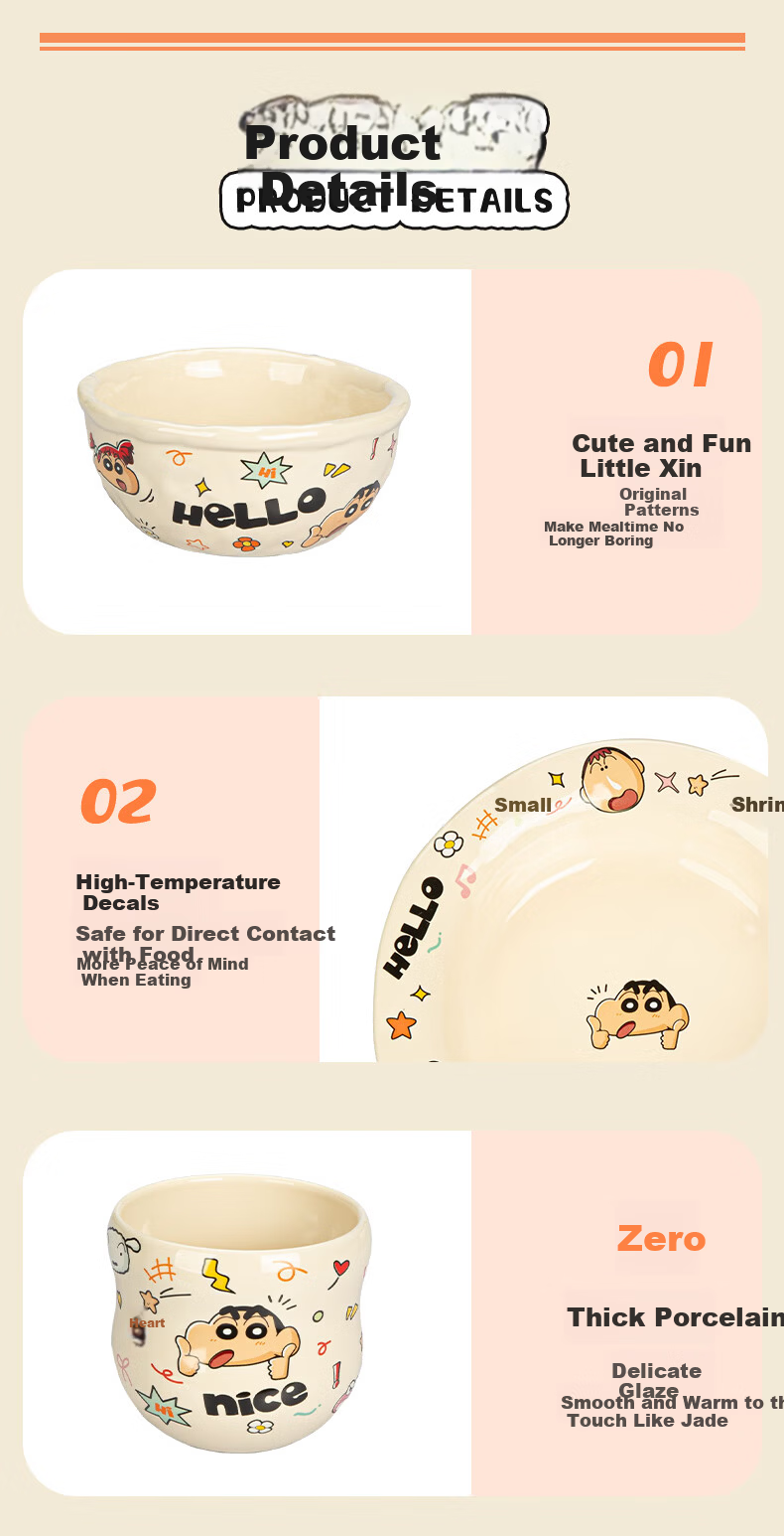Modern Housewife Crayon Shin-chan Divided Dinner Plate Set for 2 Adults Household Tableware Breakfast Plates Bowls 14