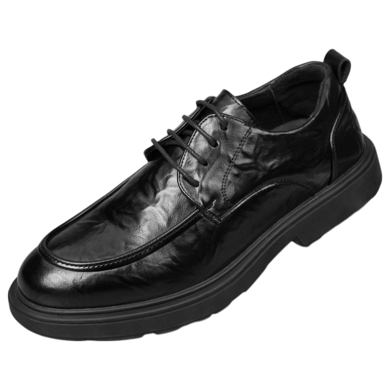 Jingzhenlianggong Business Casual Derby Shoes Men's Cowhide Leather Formal Lace-up Black 43